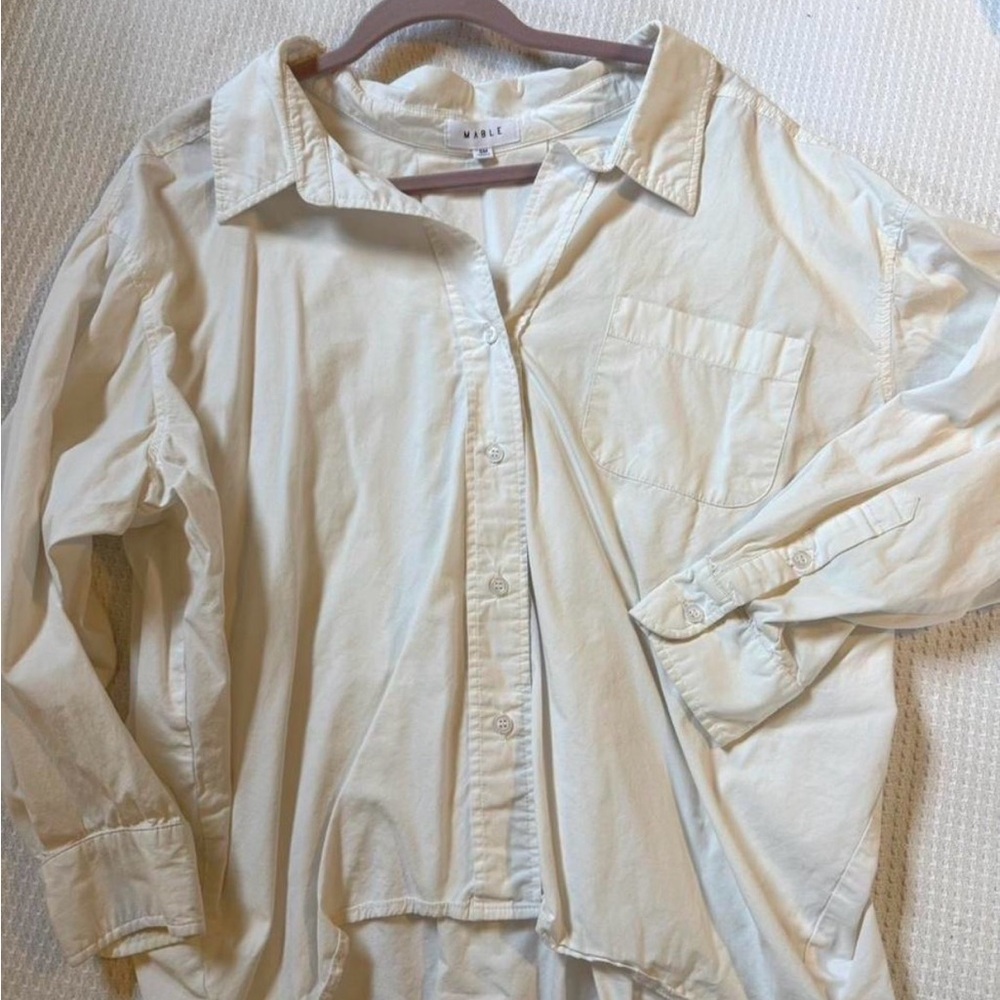 MABLE White Collared Button-Up Shirt